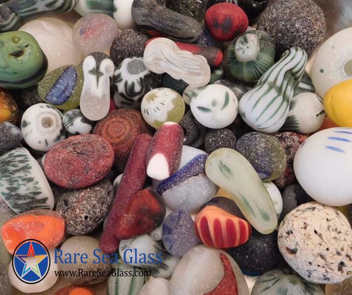 Rare colorful sea glass pieces from Davenport Beach